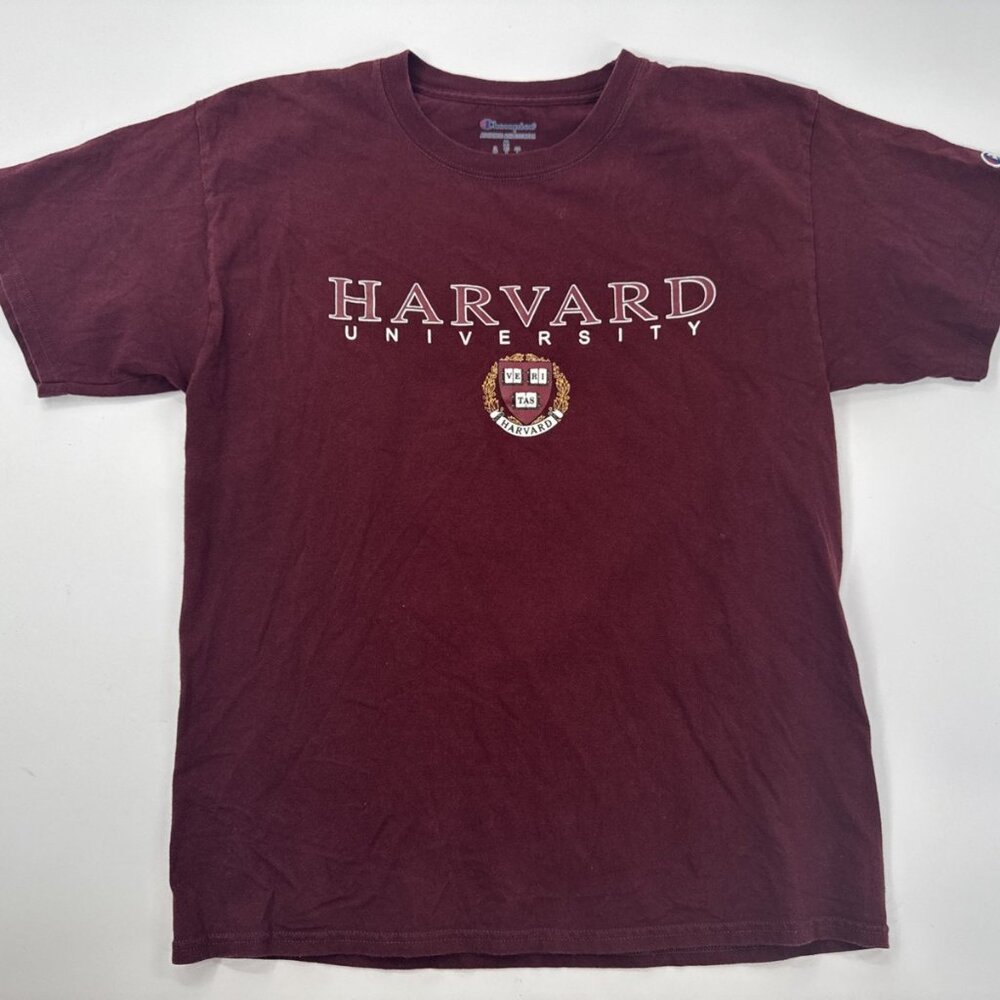 Champion Harvard Shirt Medium Maroon College Crest Tee T Shirt Campus Logo Ivy - Picture 1 of 8